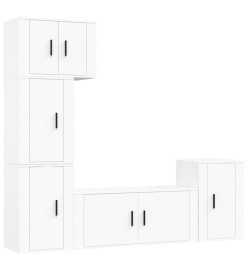 Ensemble de meubles TV 5 pcs Blanc Bois d'ingénierie