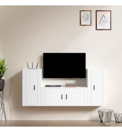 Ensemble de meubles TV 3 pcs Blanc Bois d'ingénierie