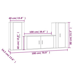 Ensemble de meubles TV 3 pcs Blanc Bois d'ingénierie