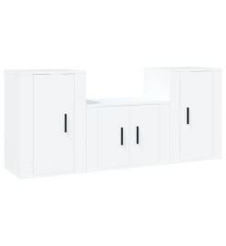 Ensemble de meubles TV 3 pcs Blanc Bois d'ingénierie