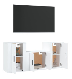 Ensemble de meubles TV 3 pcs Blanc Bois d'ingénierie