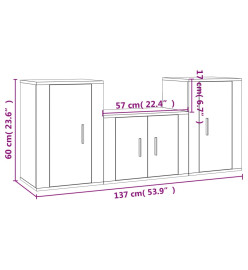 Ensemble de meubles TV 3 pcs Blanc Bois d'ingénierie