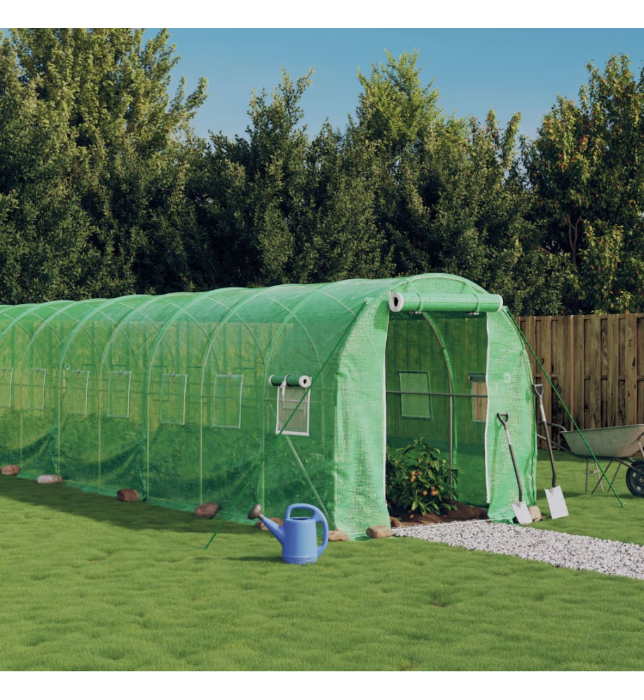 Serre avec cadre en acier vert 48 m² 24x2x2 m