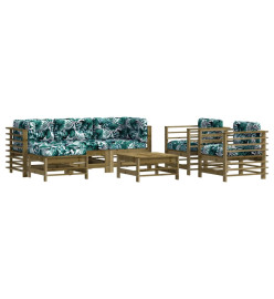 Salon de jardin 7 pcs avec coussins bois de pin imprégné