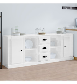 Buffets 3 pcs blanc brillant bois d'ingénierie