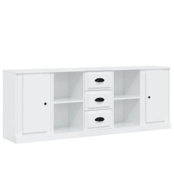 Buffets 3 pcs blanc brillant bois d'ingénierie