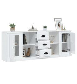 Buffets 3 pcs blanc brillant bois d'ingénierie