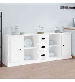 Buffets 3 pcs Blanc Bois d'ingénierie