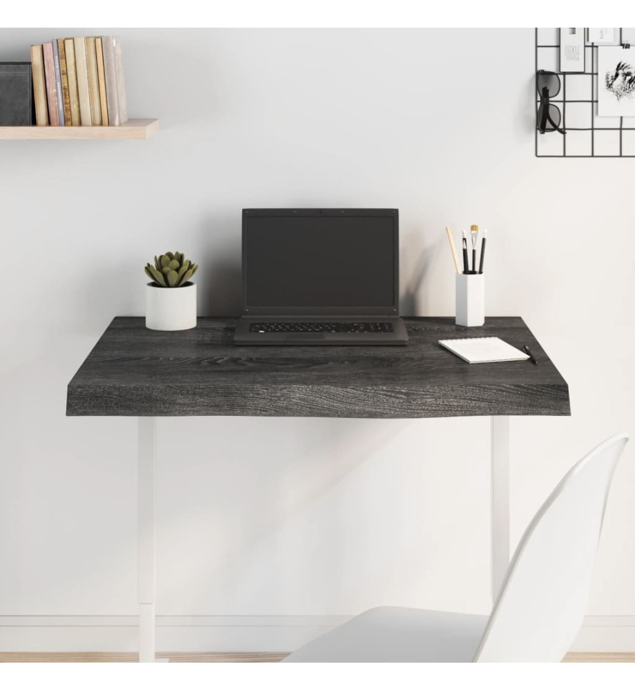 Dessus de bureau gris foncé 80x60x6 cm bois chêne traité