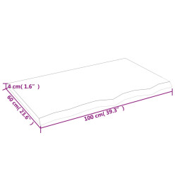 Dessus de table marron clair 100x60x4 cm bois chêne traité