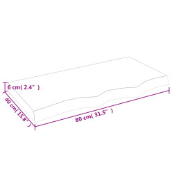 Dessus de table 80x40x6 cm bois de chêne massif non traité