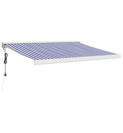 Auvent rétractable bleu et blanc 3,5x2,5 m tissu et aluminium