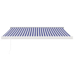 Auvent rétractable bleu et blanc 3,5x2,5 m tissu et aluminium