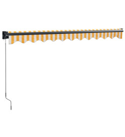 Auvent rétractable jaune et blanc 3x2,5 m tissu et aluminium