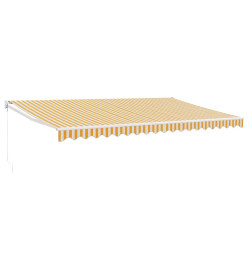 Auvent rétractable jaune et blanc 5x3 m tissu et aluminium