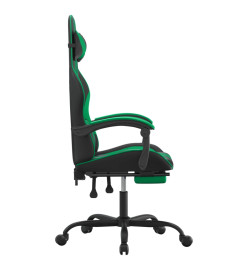 Chaise de jeu avec repose-pied Noir et vert Similicuir