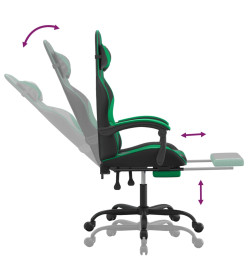 Chaise de jeu avec repose-pied Noir et vert Similicuir