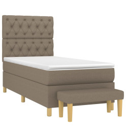 Lit à sommier tapissier avec matelas Taupe 80x200 cm Tissu