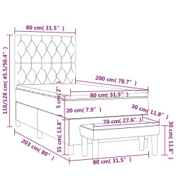 Lit à sommier tapissier avec matelas Taupe 80x200 cm Tissu