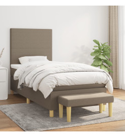 Lit à sommier tapissier avec matelas Taupe 90x190 cm Tissu