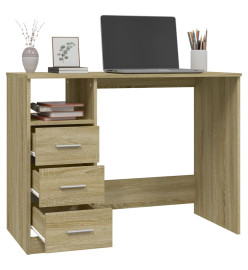 Bureau avec tiroirs Chêne sonoma 102x50x76 cm Bois d'ingénierie