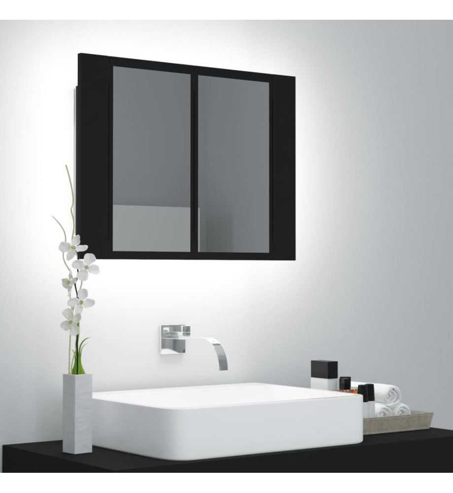 Armoire à miroir de salle de bain LED Noir 60x12x45 Acrylique