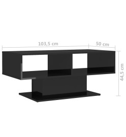 Table basse Noir brillant 103,5x50x44,5 cm Aggloméré