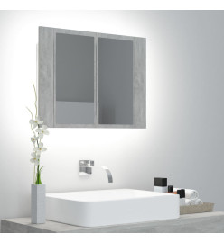 Armoire de salle de bain à miroir LED Gris béton Acrylique