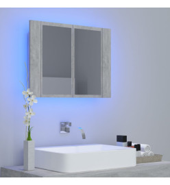 Armoire de salle de bain à miroir LED Gris béton Acrylique