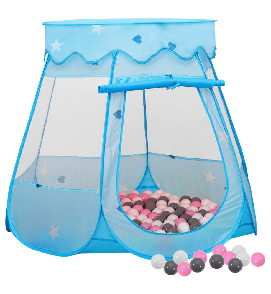 Tente de jeu pour enfants avec 250 balles Bleu 102x102x82 cm