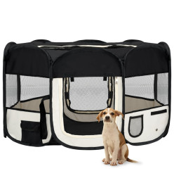 Parc pliable pour chien avec sac de transport Noir 145x145x61cm