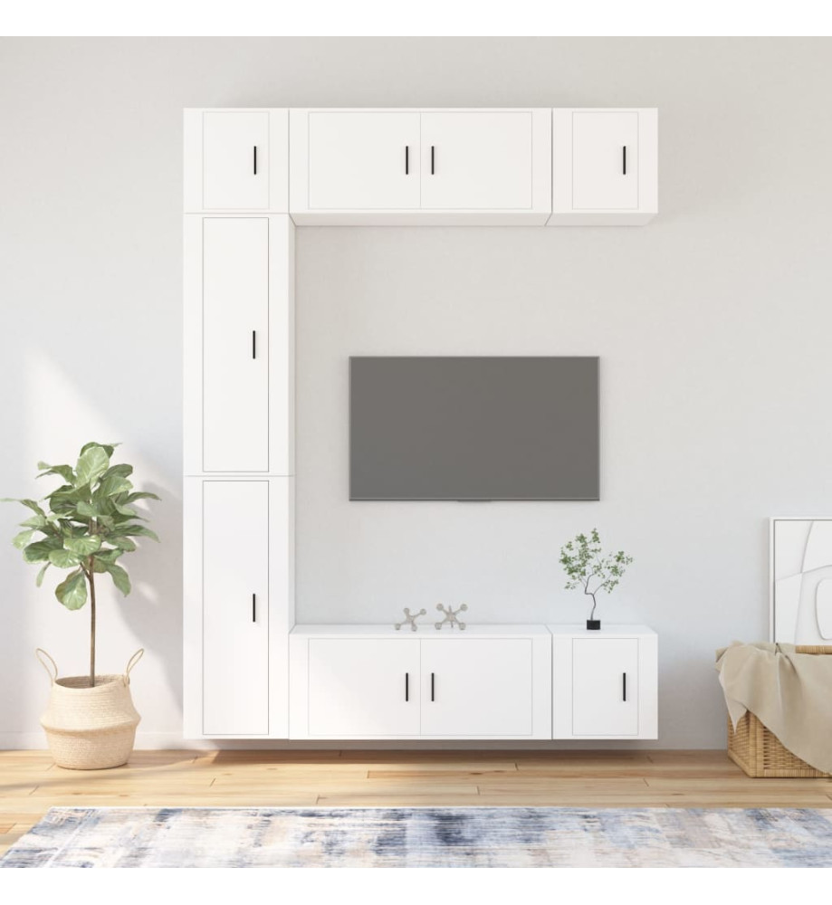 Ensemble de meubles TV 7 pcs Blanc Bois d'ingénierie