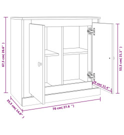 Buffet blanc brillant 70x35,5x67,5 cm bois d'ingénierie