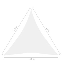 Voile de parasol Tissu Oxford triangulaire 4,5x4,5x4,5 m Blanc