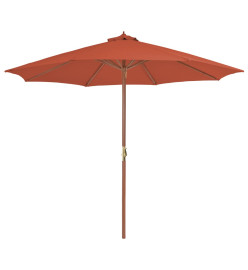 Parasol d'extérieur avec mât en bois 300 cm Terre cuite