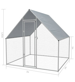 Cage extérieure pour poulets Acier galvanisé 2 x 2 x 1,92 m