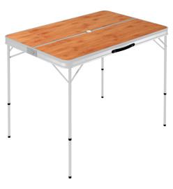 Table de camping pliable avec 2 bancs Aluminium Marron