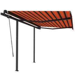 Auvent manuel rétractable avec poteaux 3,5x2,5 m Orange/marron