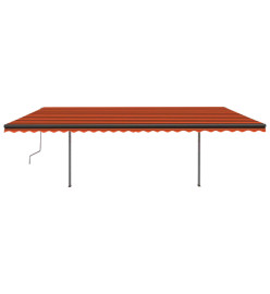 Auvent manuel rétractable avec poteaux 3,5x2,5 m Orange/marron