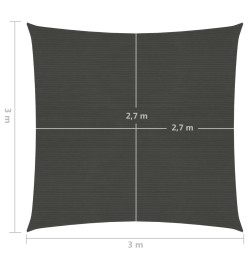 Voile d'ombrage 160 g/m² Anthracite 3x3 m PEHD