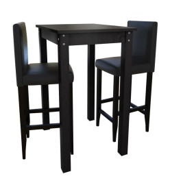 Set de 1 table de bar et 2 tabourets noir