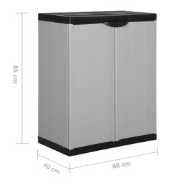 Armoire de rangement de jardin 1 étagère Gris/noir 68x40x85 cm