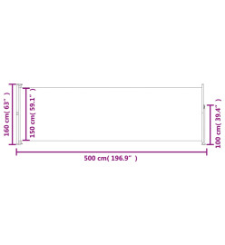 Auvent latéral rétractable de patio 160x500 cm Bleu