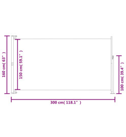 Auvent latéral rétractable de patio 160x300 cm Noir