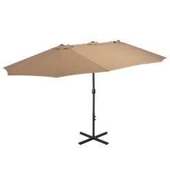 Parasol d'extérieur et poteau en aluminium 460 x 270 cm Taupe