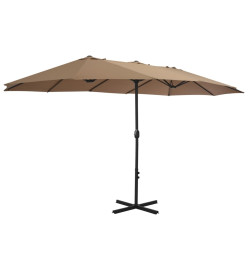 Parasol d'extérieur et poteau en aluminium 460 x 270 cm Taupe