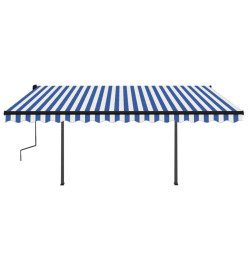 Auvent automatique rétractable et poteaux 4x3,5 m Bleu et blanc