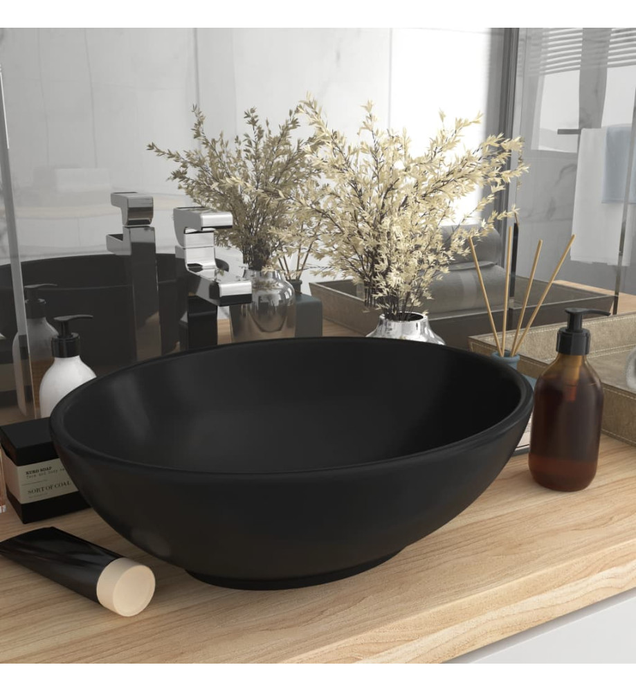 Lavabo ovale de luxe Noir mat 40x33 cm Céramique