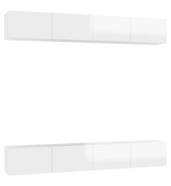 Meubles TV 4 pcs Blanc brillant 100x30x30 cm Aggloméré