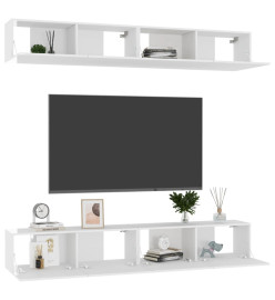 Meubles TV 4 pcs Blanc brillant 100x30x30 cm Aggloméré